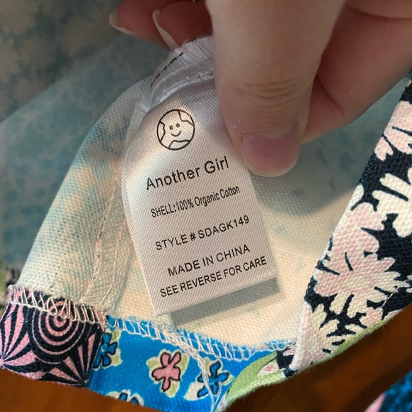 Another Girl Blue Patchwork Print Cropped Boxy Jacket - Picture 5 of 5